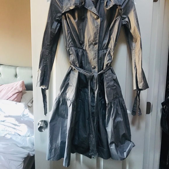 All Saints Metallic trench coat gray vintage 10 - Picture 4 of 10